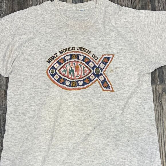 JESUS CHRIST Other - ✝️ Vintage WWJD What Would Jesus Do “Fish” T-Shirt 90’s Single Stitch Men Sz XL